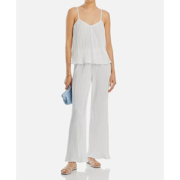 Aqua Pants - Aqua White‎ Pleated Wide Leg Palazzo Pants Womens XL Extra Large Flowy